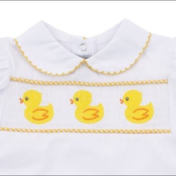MSC Smocked Yellow Rubber Ducky day gown layette day gown 0-6m NEW duck Easter - Picture 3 of 4